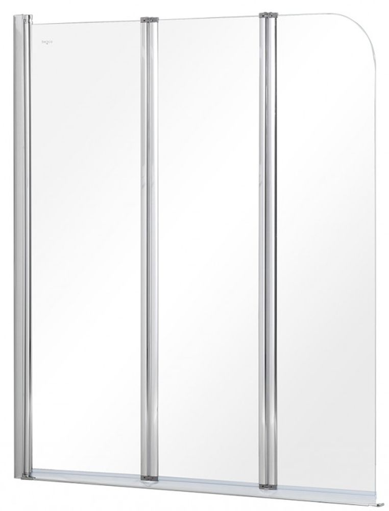 Besco Prime Badewannenabtrennung 120 cm dreiteilig chrom Glanz/durchsichtiges Glas PNP-3S