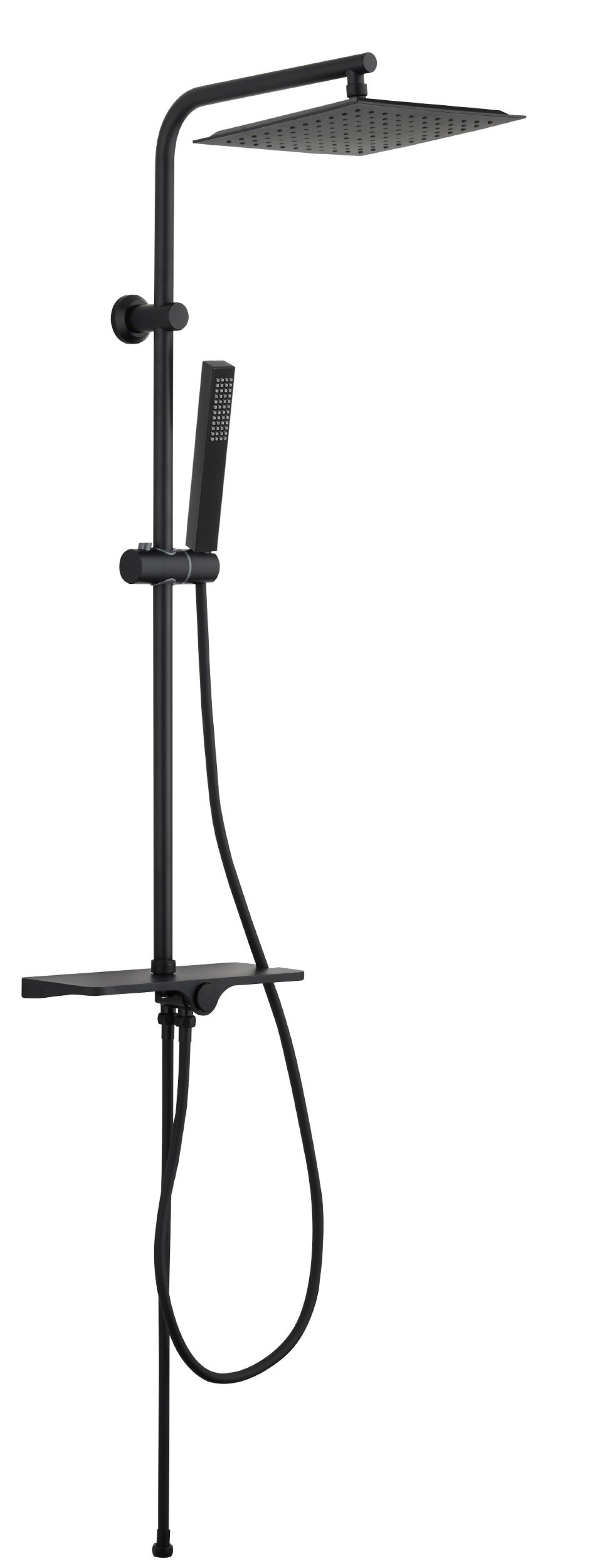 Invena Svart Duschset Wandmontage mit Regenbrause schwarz AU-85-D04