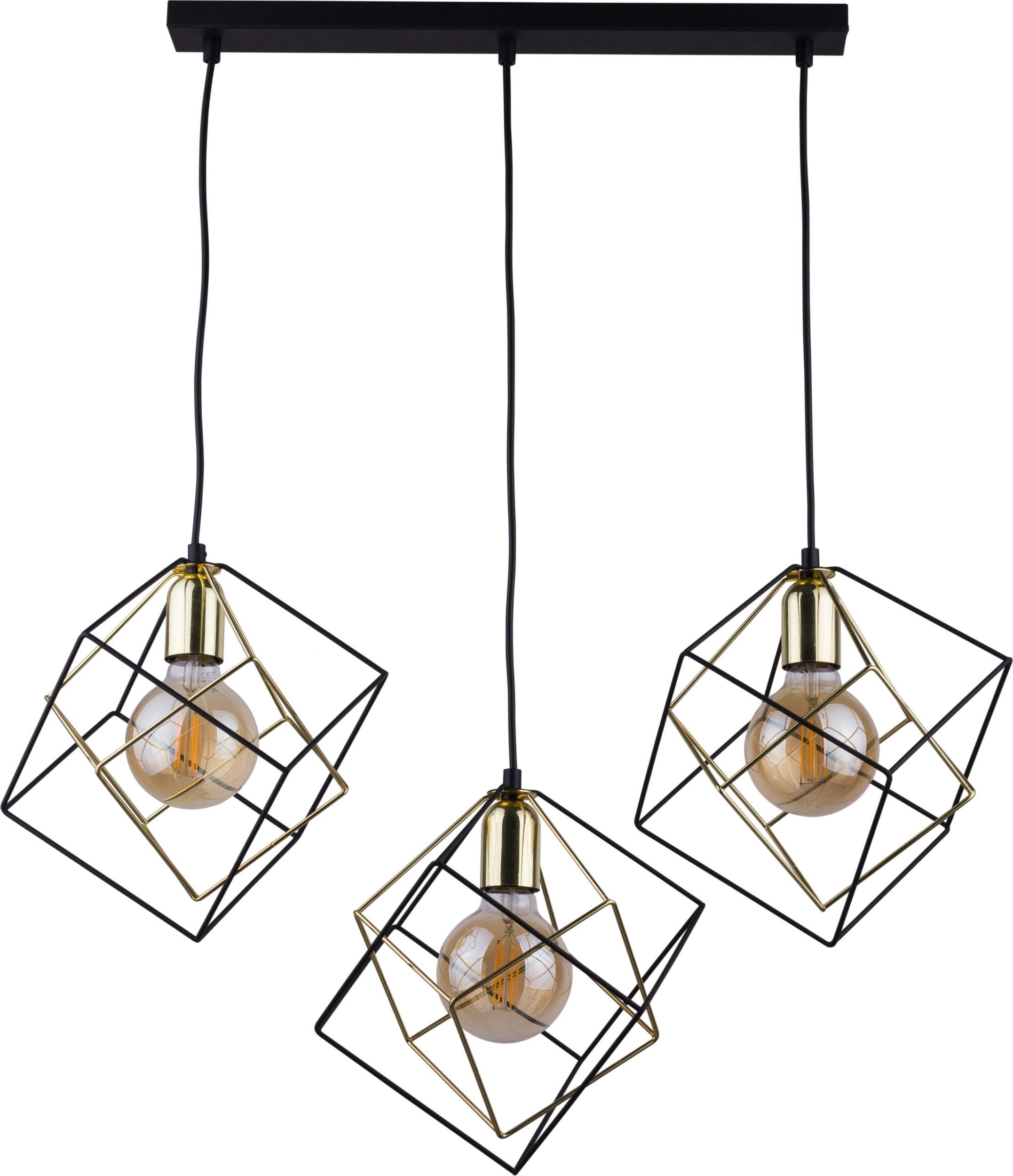TK Lighting Alambre Pendelleuchte 3x60 W schwarz-gold 2699