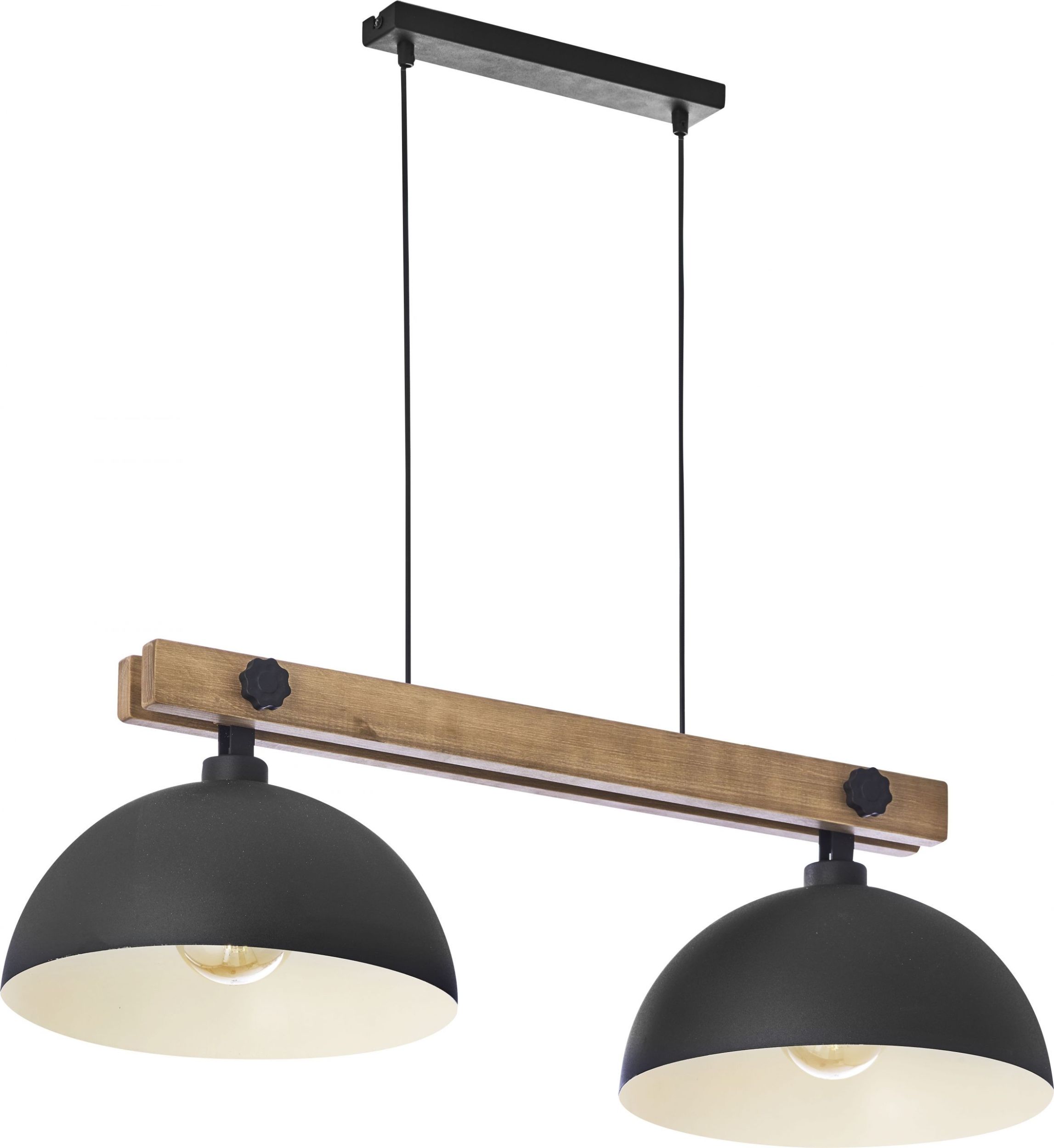 TK Lighting Oslo Pendelleuchte 2x60 W schwarz-holz 1706