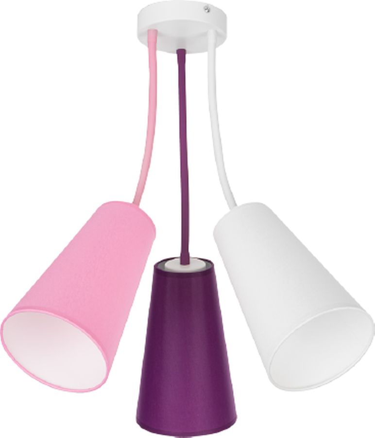 TK Lighting Wire Kids Pendelleuchte 3x15 W weiß-rosa-violett 1711