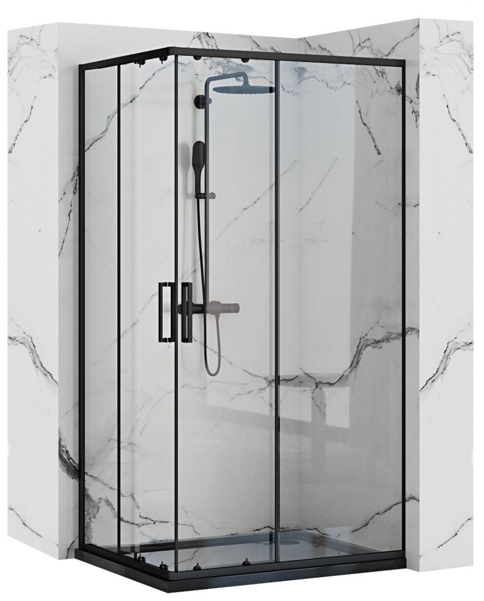 Rea Punto Dusche 100x80 cm rechteckig schwarz seidenmatt/durchsichtiges Glas REA-K4806