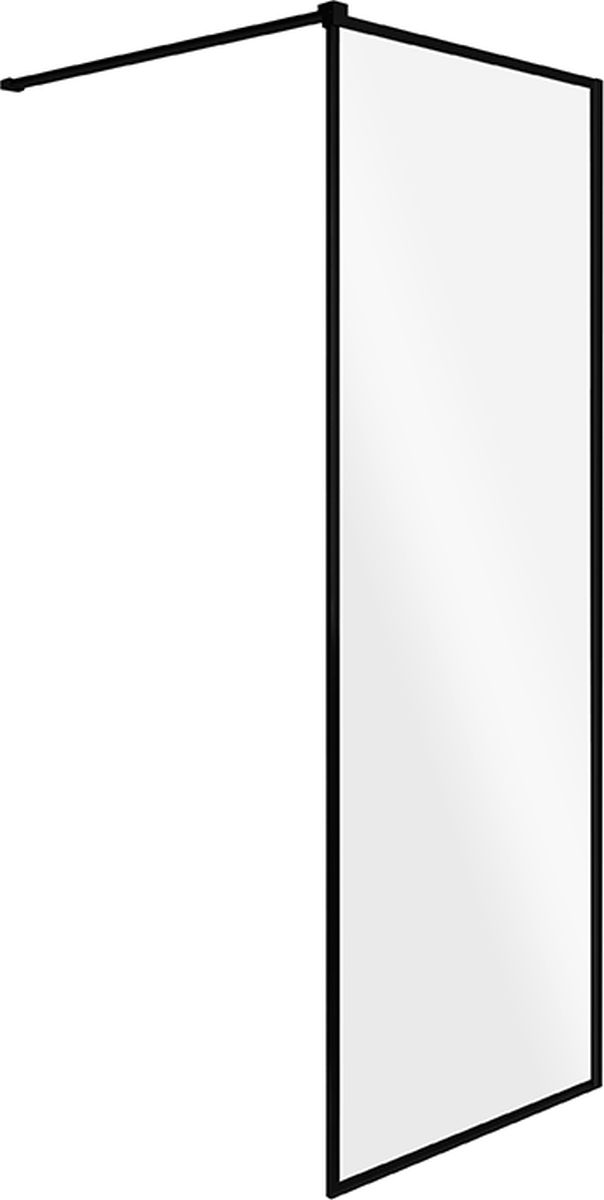 Besco Toca Duschwand 100 cm schwarz Matte/durchsichtiges Glas TCB-100-190C