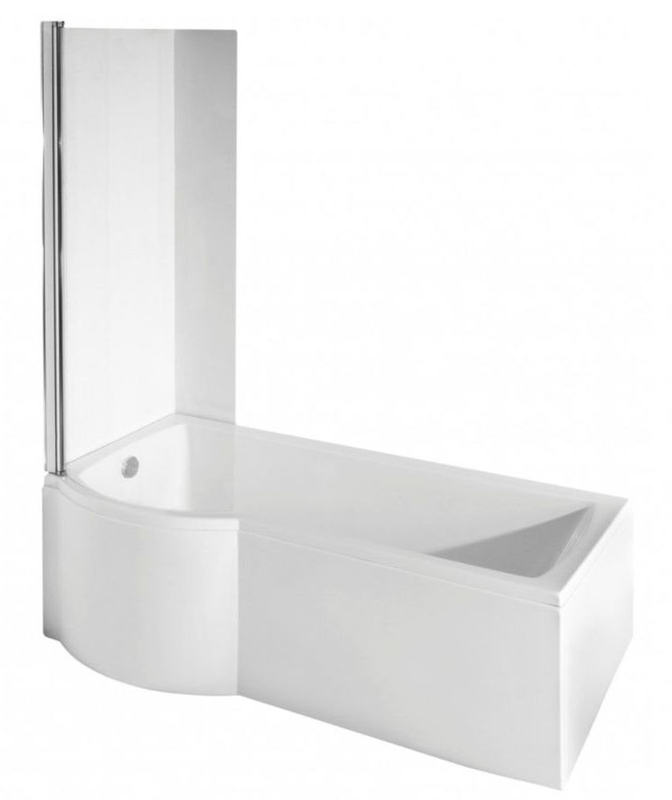 Besco Inspiro Badewanne mit Duschwand 150x69 cm linksseitig weiß #WAI-150-NLE