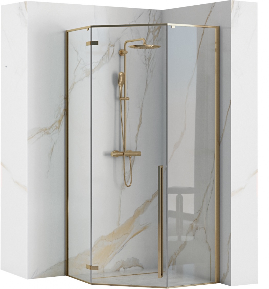 Rea Diamond Dusche 90x90 cm gold Glanz/durchsichtiges Glas REA-K4904