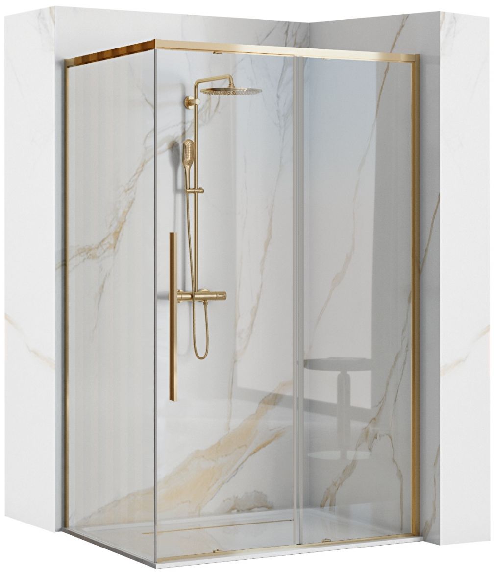 Rea Solar Gold Dusche 120x90 cm rechteckig gold Glanz/durchsichtiges Glas REA-K4902