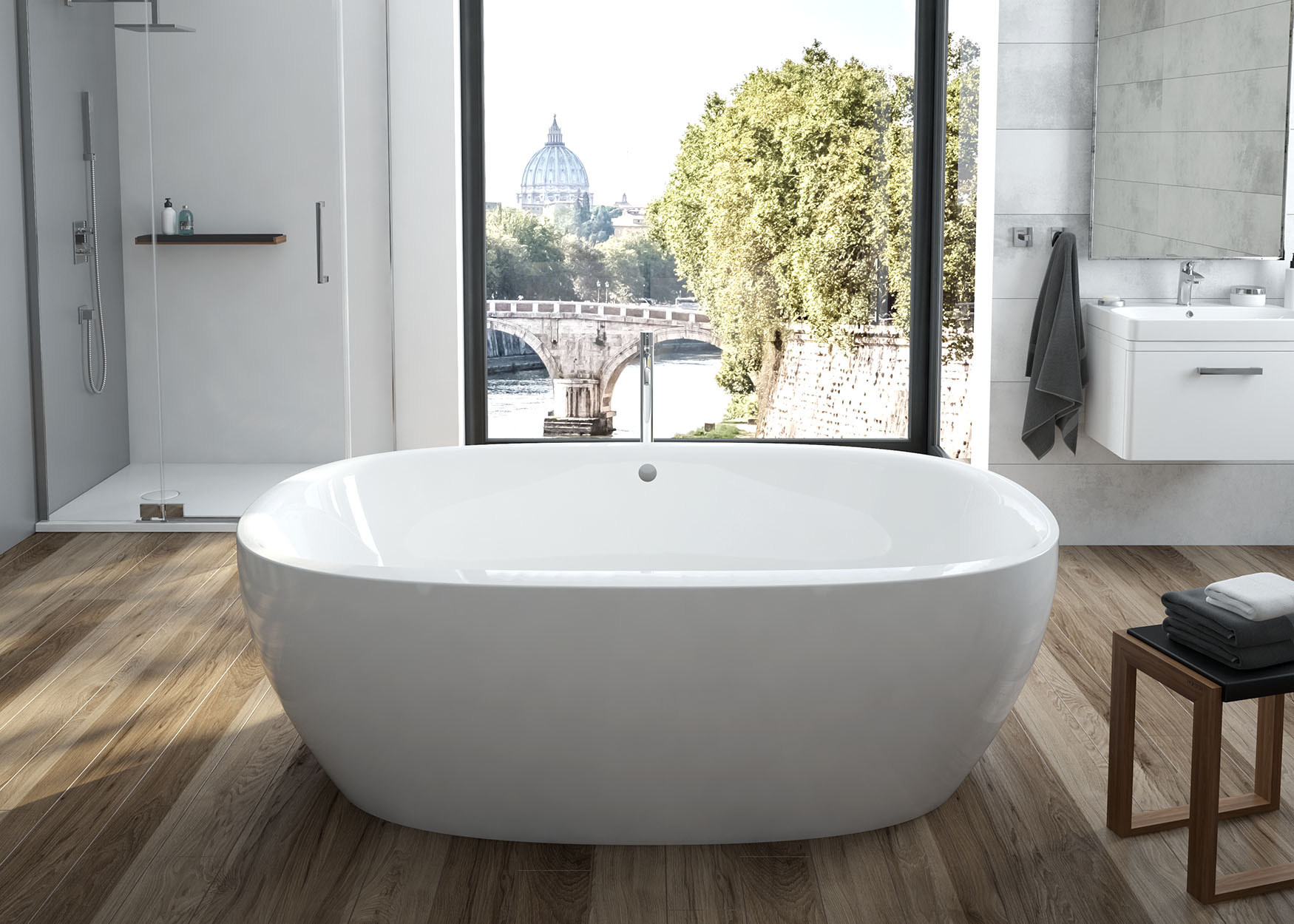 Hoesch iSensi Freistehende Badewanne 190x120 cm oval weiß 3823.010