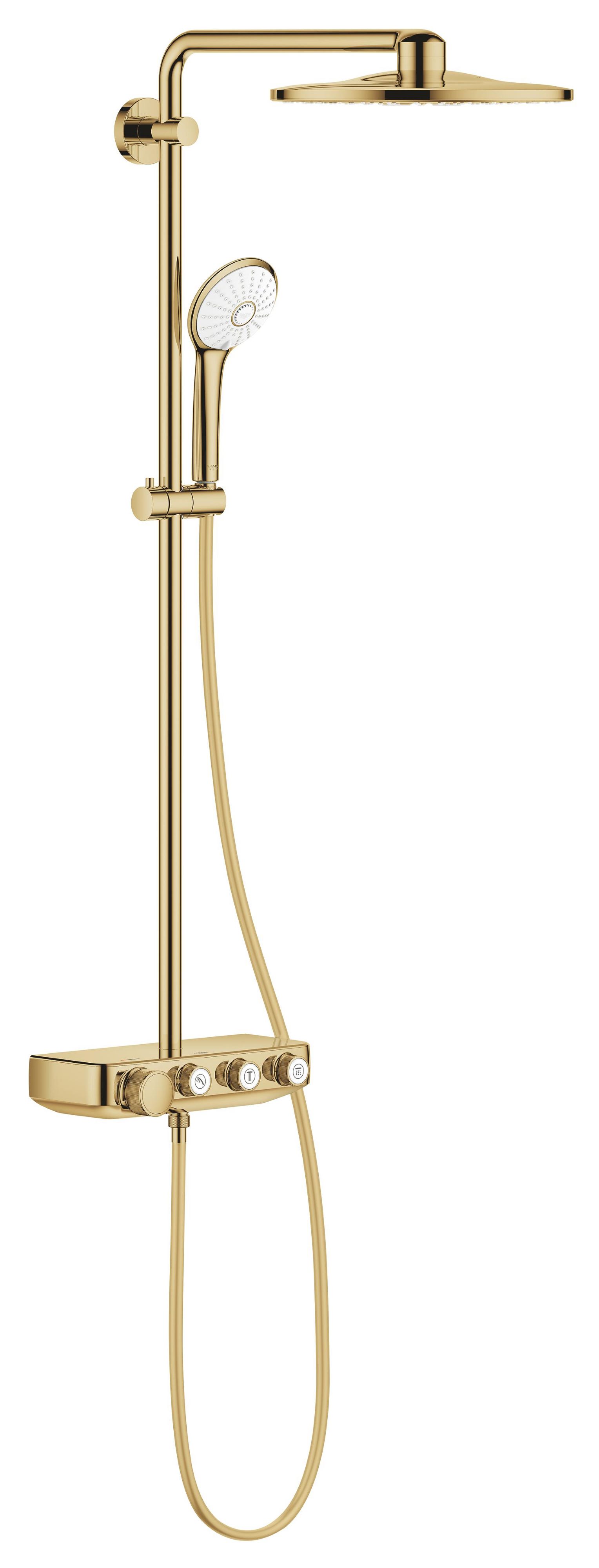 Grohe Euphoria Duschset Wandmontage mit Thermostat mit Regenbrause gold 26507GL0