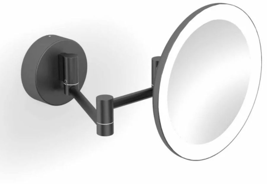 Stella Kosmetikspiegel 20x20 cm rund mit Beleuchtung schwarz 22.00230-B