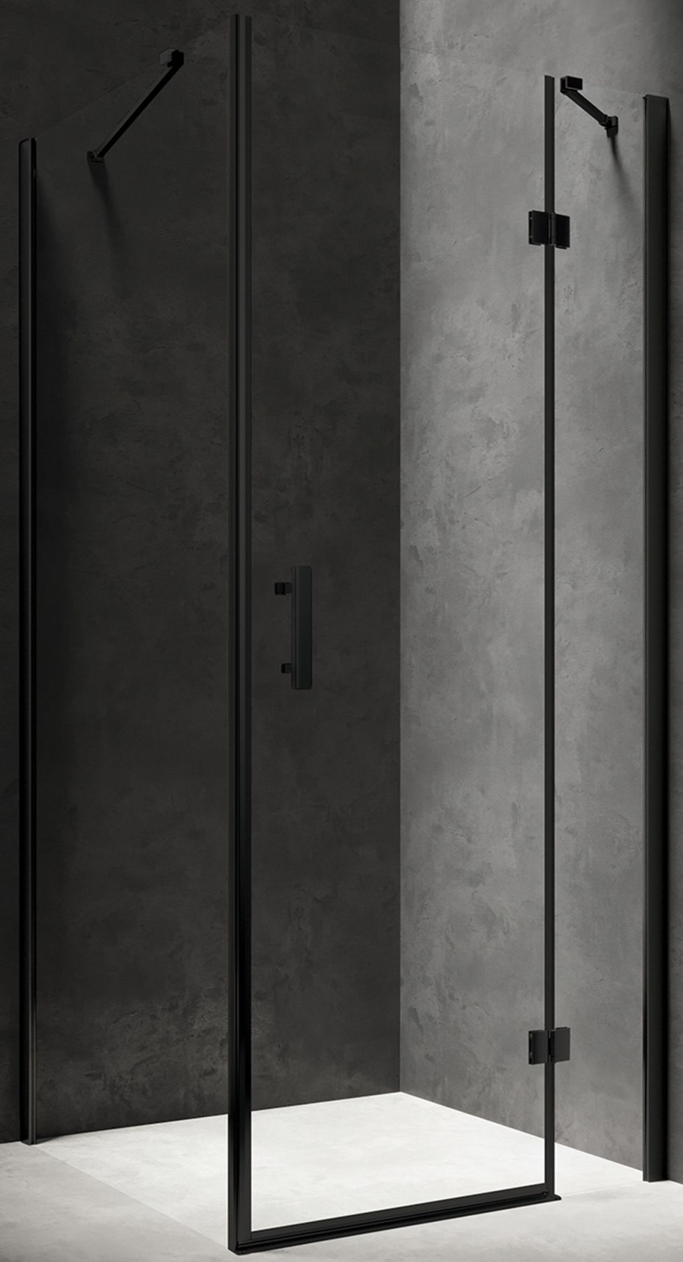 Omnires Manhattan Dusche 100x90 cm rechteckig schwarz Matte/durchsichtiges Glas MH9010BLTR