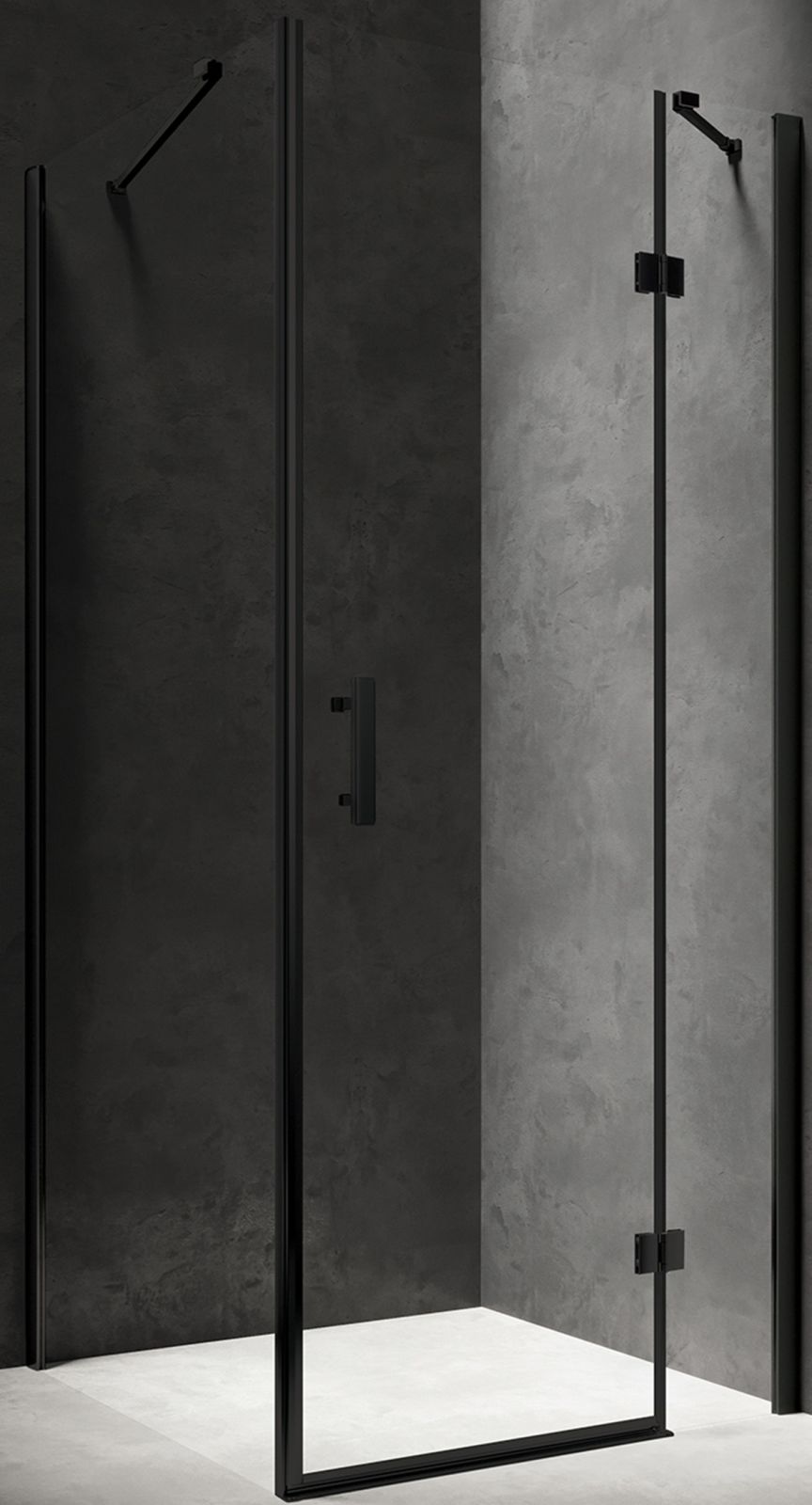 Omnires Manhattan Dusche 90x80 cm rechteckig schwarz Matte/durchsichtiges Glas MH8090BLTR