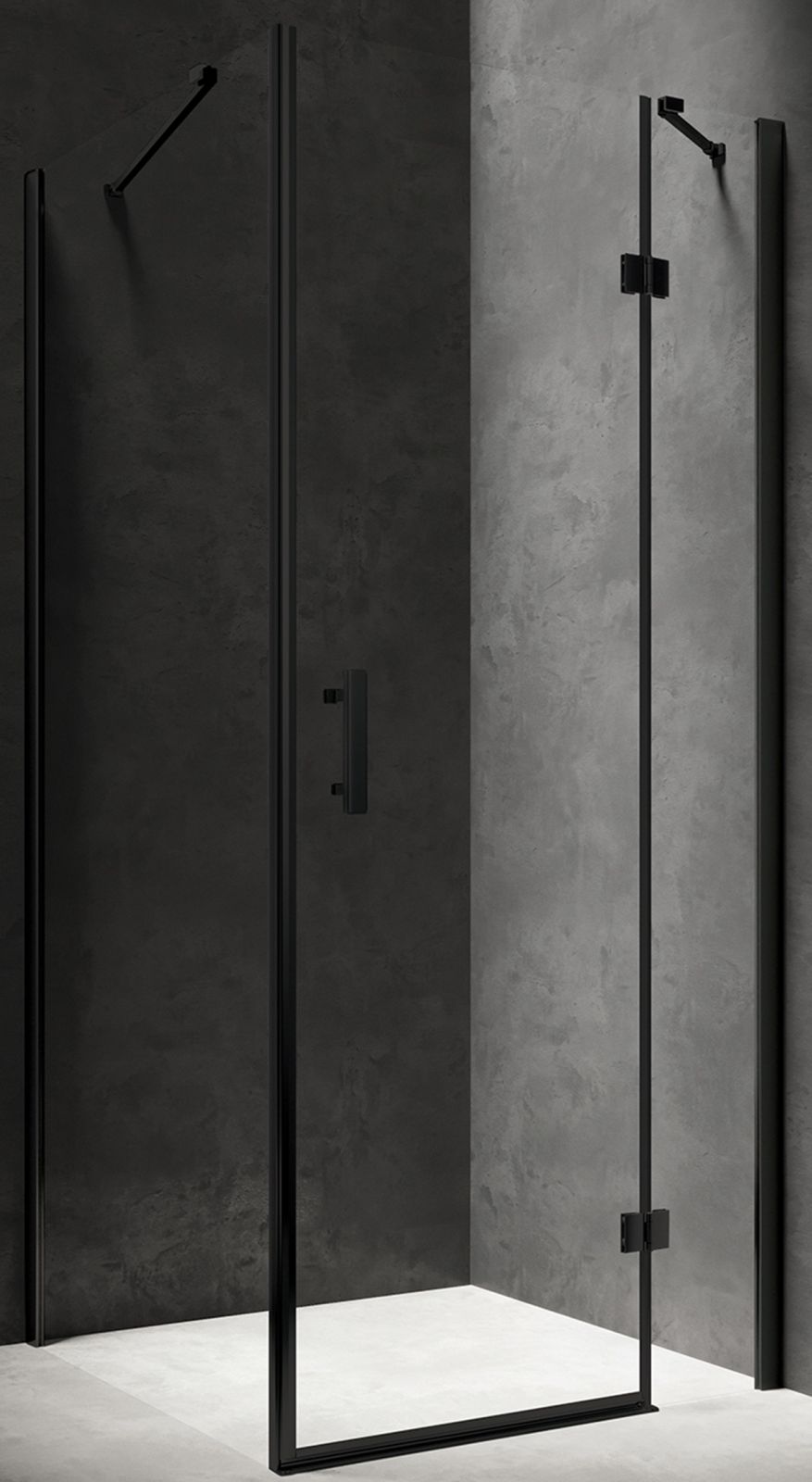 Omnires Manhattan Dusche 100x100 cm rechteckig schwarz Matte/durchsichtiges Glas MH1010BLTR