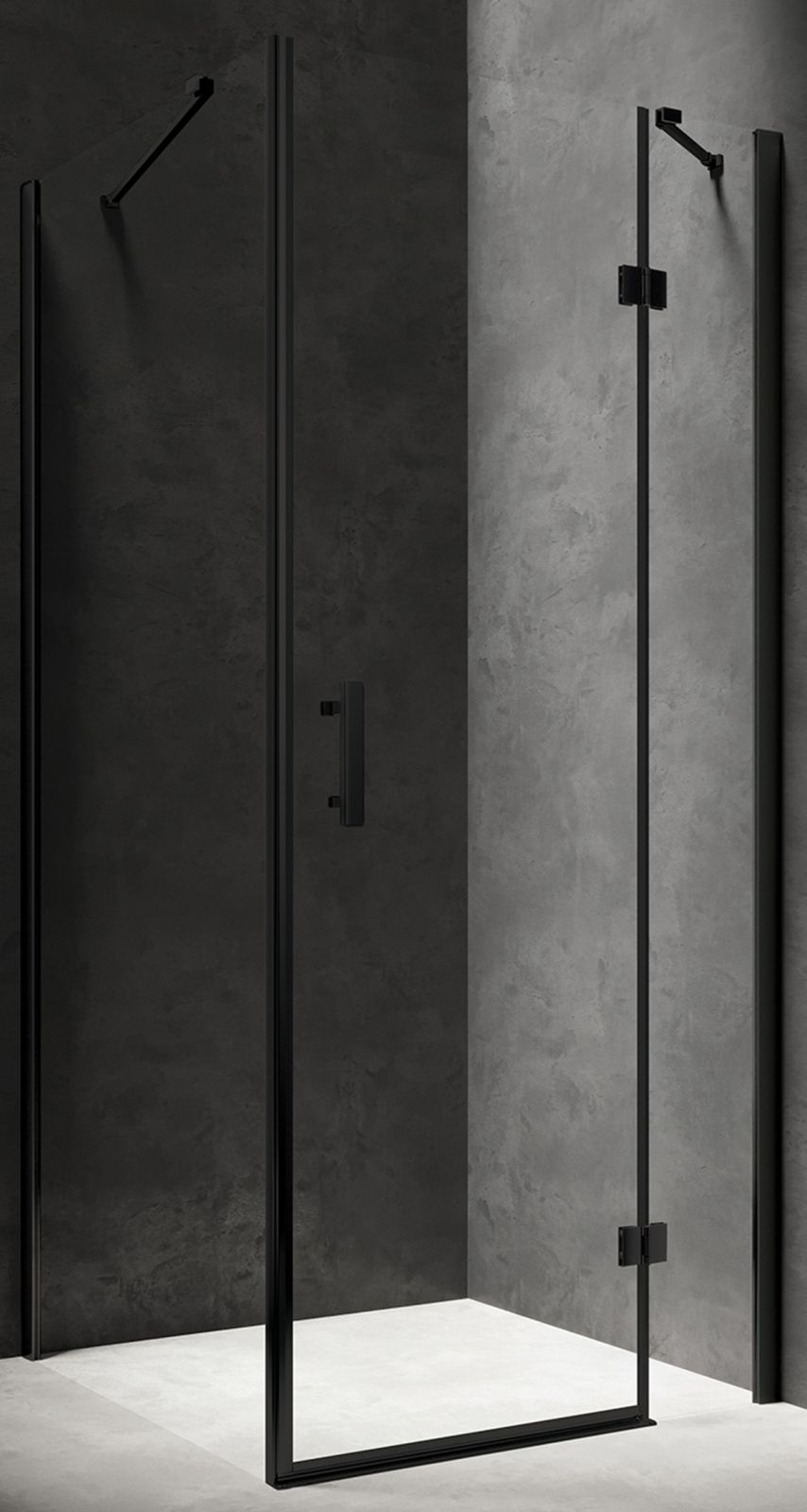 Omnires Manhattan Dusche 100x90 cm rechteckig schwarz Matte/durchsichtiges Glas MH1090BLTR