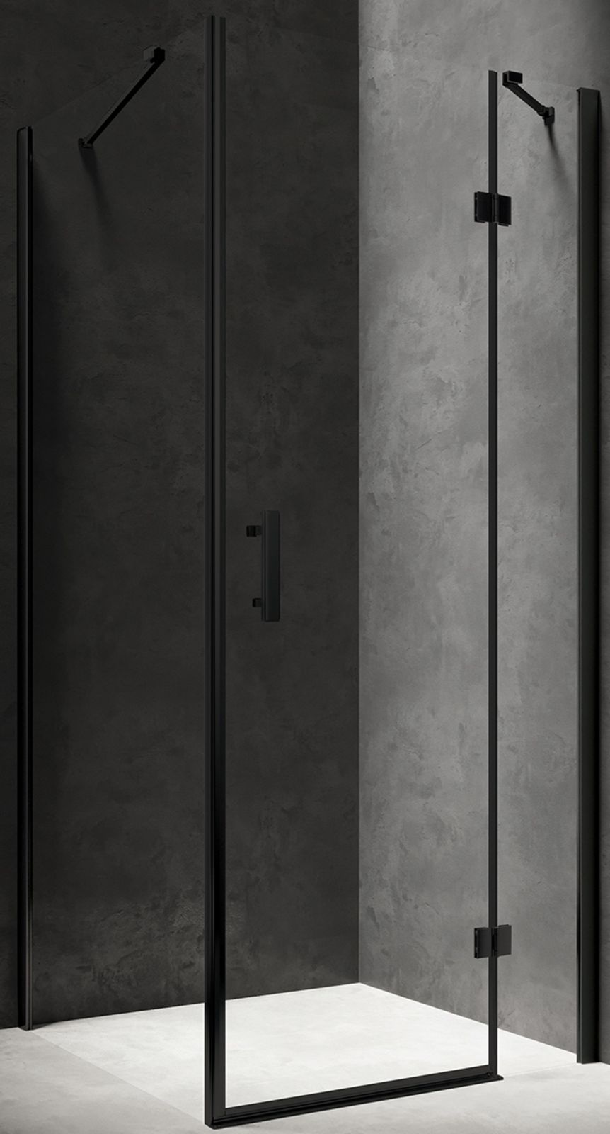 Omnires Manhattan Dusche 80x80 cm quadratisch schwarz Matte/durchsichtiges Glas MH8080BLTR