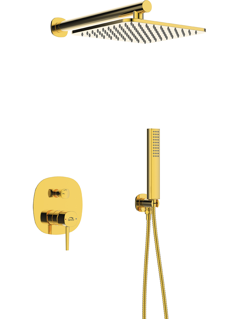Laveo Pola Duschset Unterputz mit Regenbrause gold BAPG01P