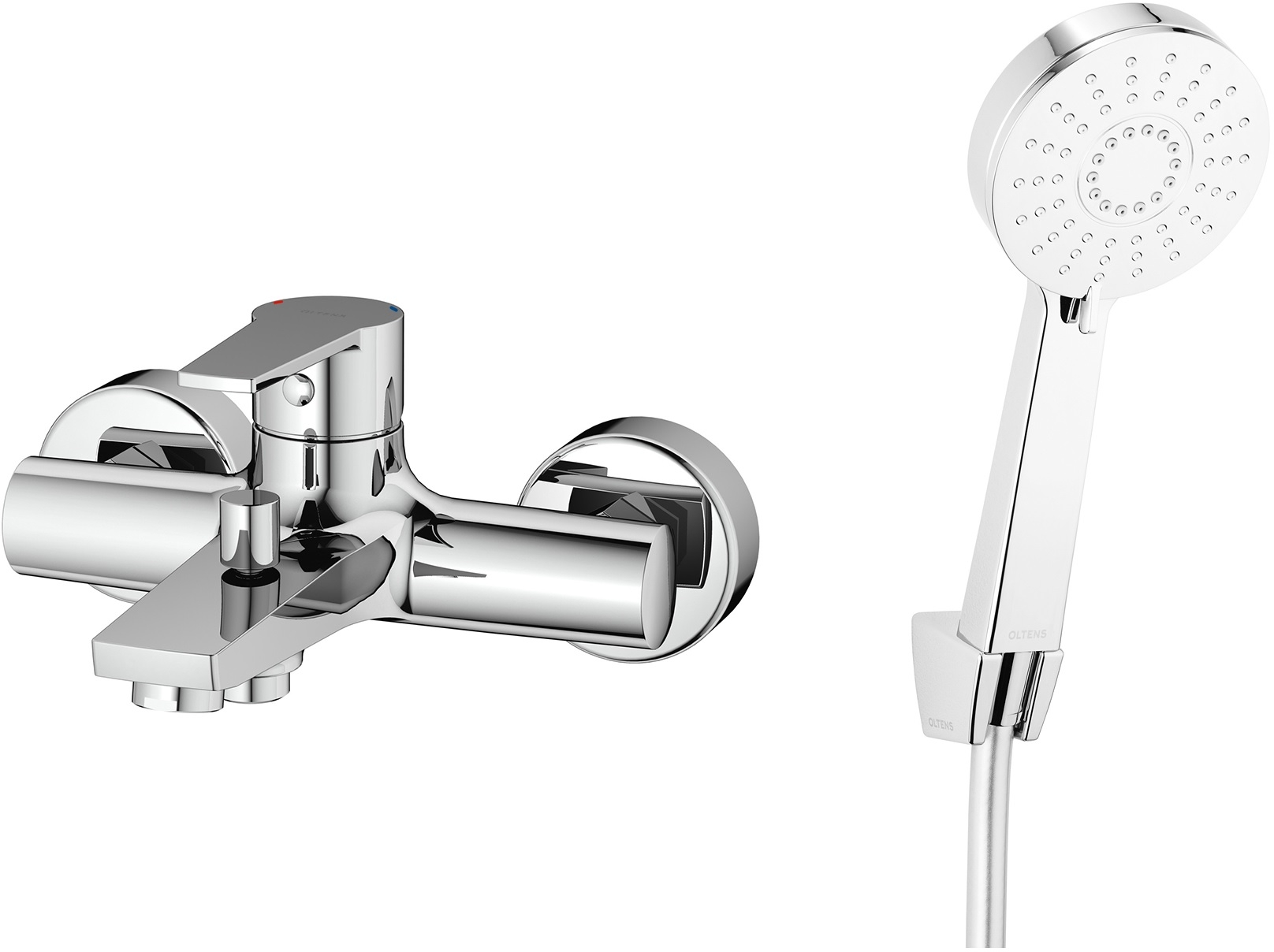 Set Badewannen- und Duscharmatur Oltens Jog 34003100, Handbrause Oltens Motala Select 37101100, 37200100, 37401100