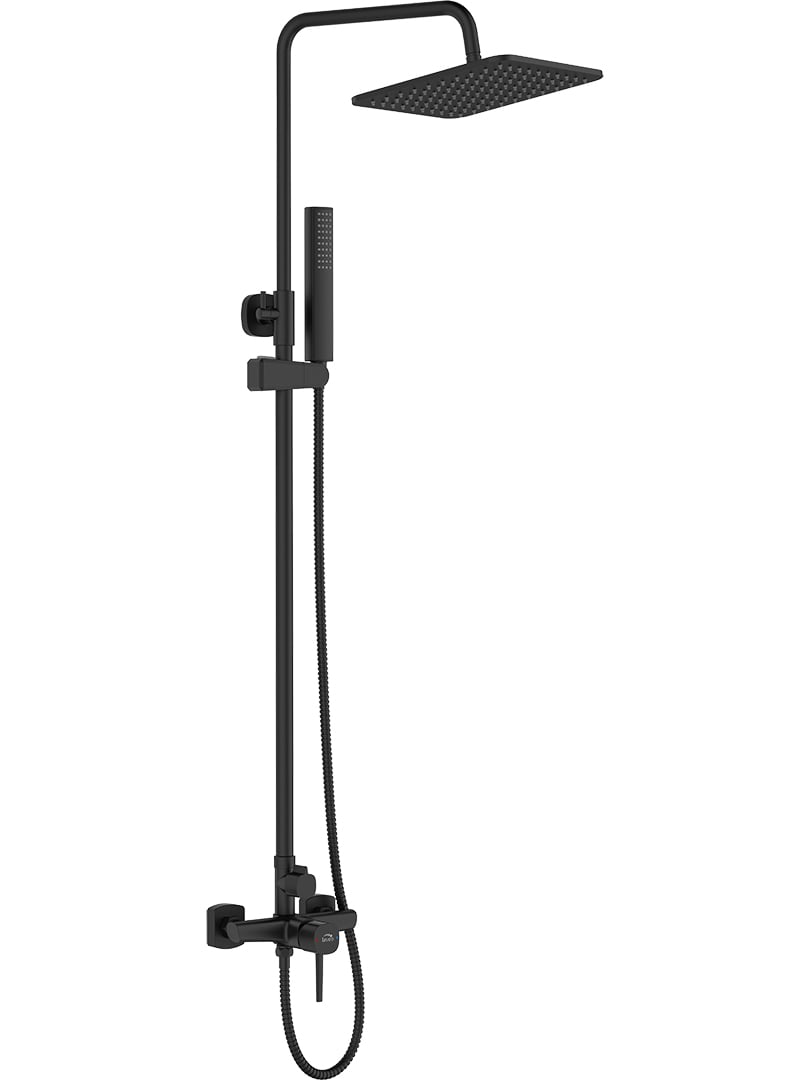 Laveo Pola Duschset Wandmontage mit Regenbrause schwarz PLA70KX