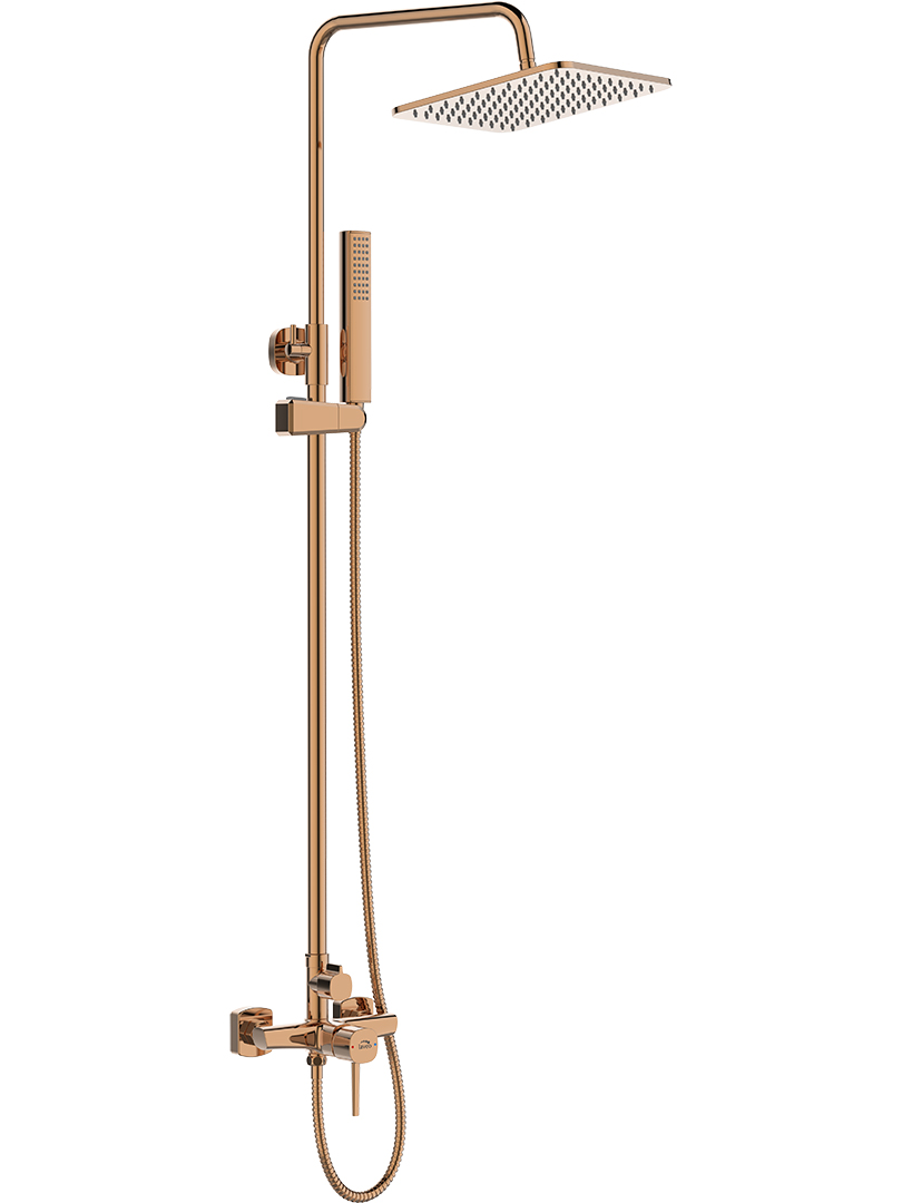 Laveo Pola Duschset Wandmontage mit Regenbrause gold PLA80KX