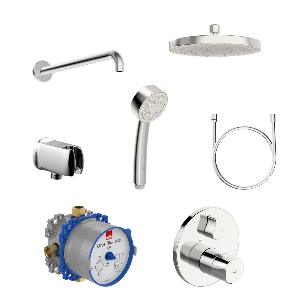 Oras Bluebox Duschset Unterputz mit Thermostat mit Regenbrause chrom 2090