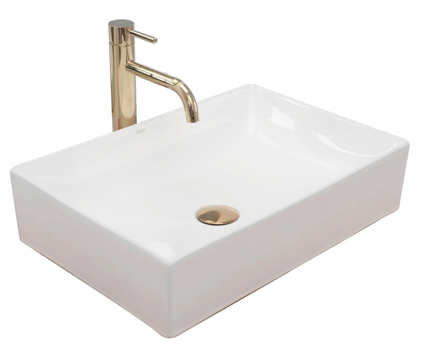 Rea Inga Waschbecken 51x34.5 cm rechteckig Aufsatzwaschbecken weiß REA-U1022