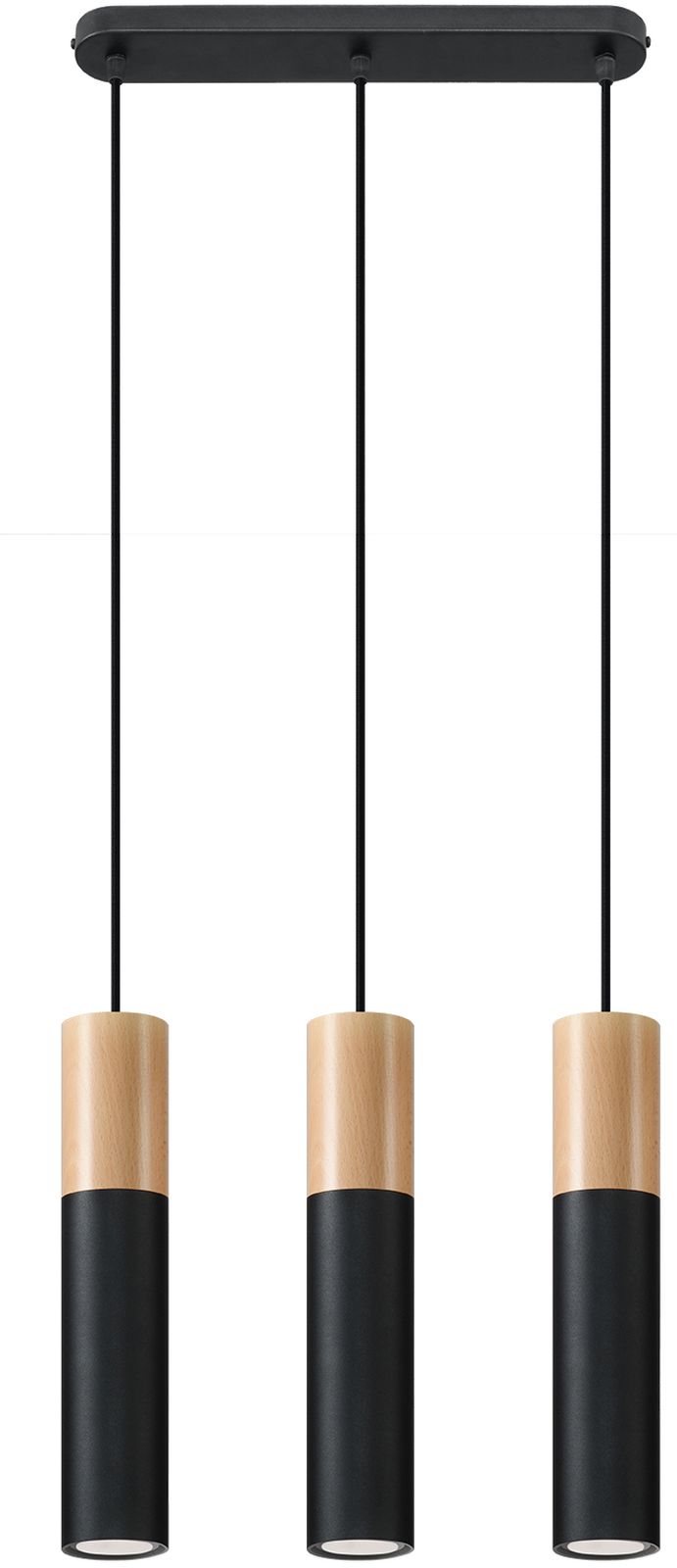 Sollux Lighting Pablo Pendelleuchte 3x40 W schwarz-holz SL.0634