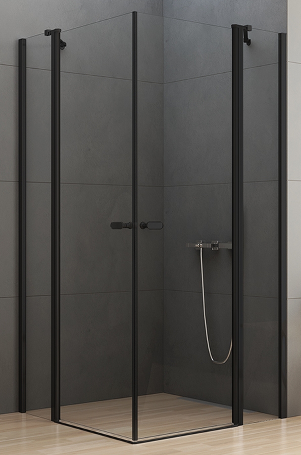 New Trendy New Soleo Black Dusche 100x100 cm quadratisch schwarz Matte/durchsichtiges Glas K-0556