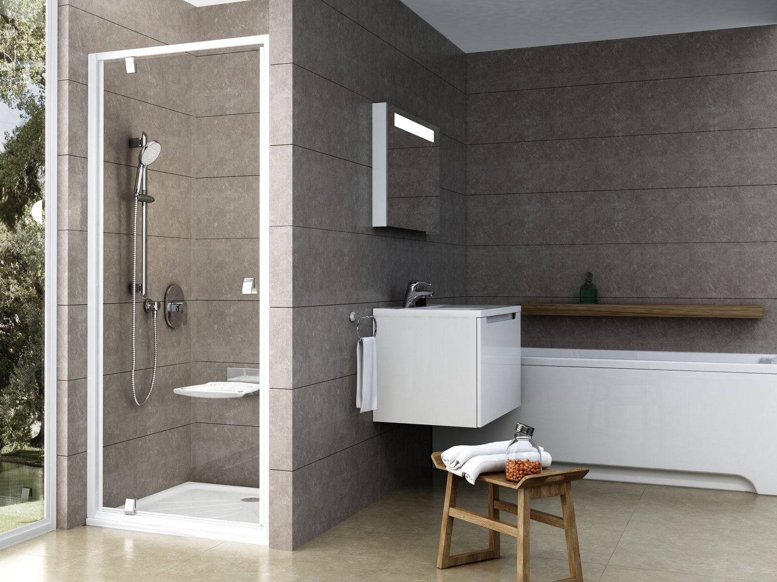 Ravak Pivot Duschtüren 80 cm aufklappbar chrom Glanz/durchsichtiges Glas 03G40100Z1