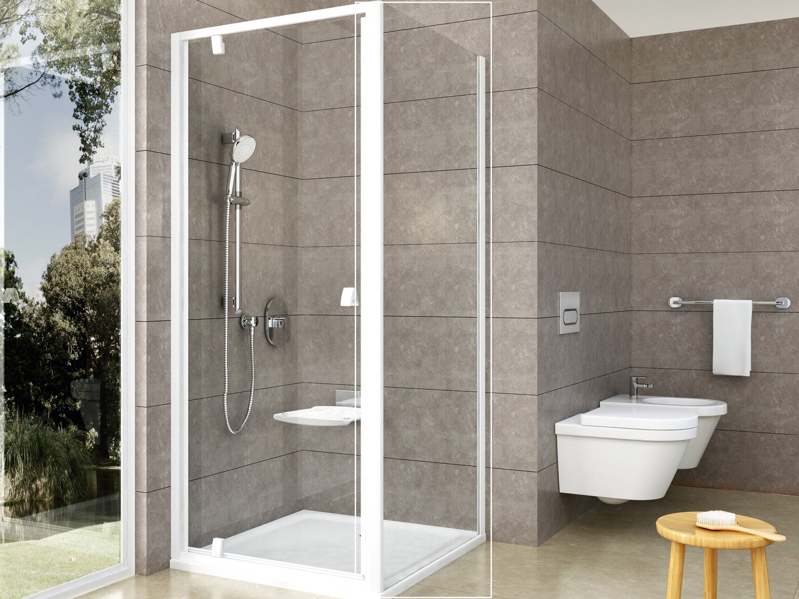 Ravak Pivot Duschwand 80 cm weiß Glanz/durchsichtiges Glas 90G40100Z1