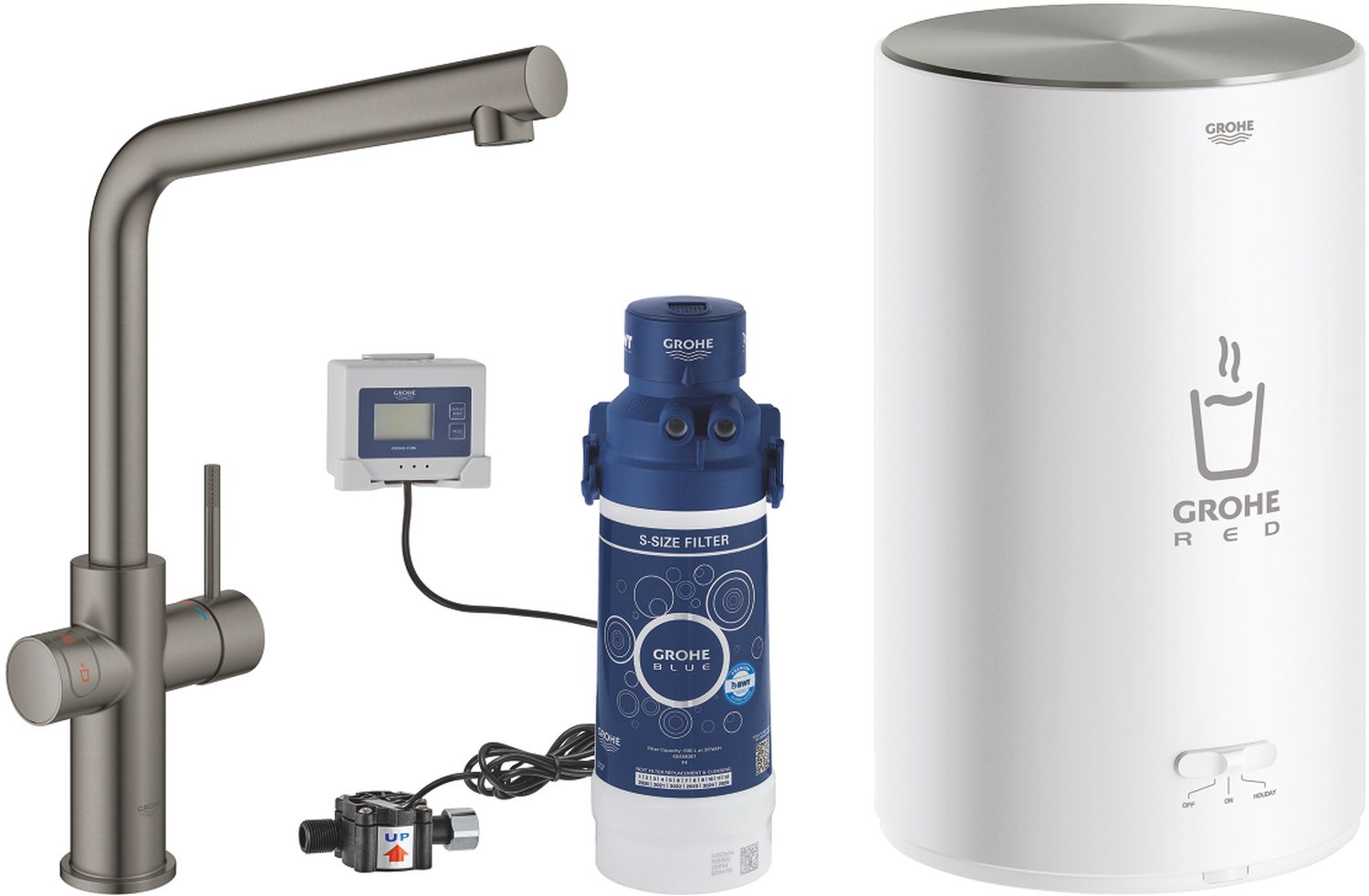 Grohe Red Küchenarmatur mit Boiler Stehend Brushed Hard Graphite 30327AL1