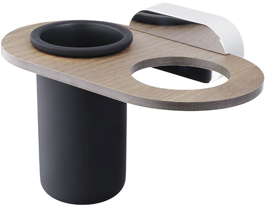 BISK Bergen Zahnputzbecher schwarz-chrom-braun 07065