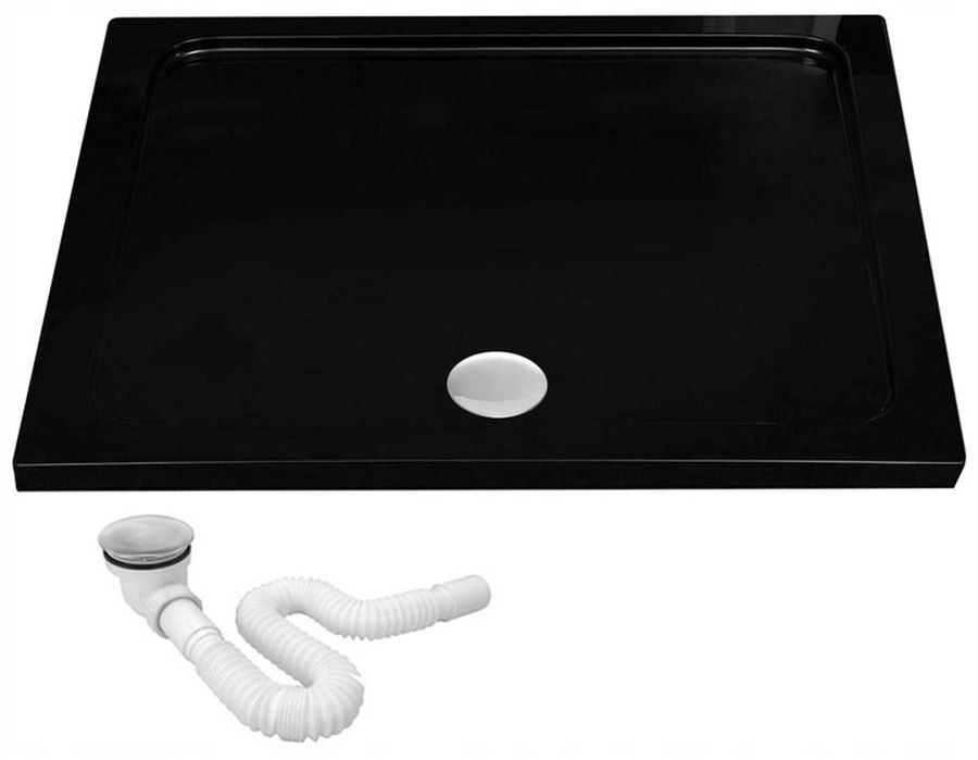 Rea Savoy Rechteckige Duschwanne mit Siphon 100x80 cm schwarz REA-K4087