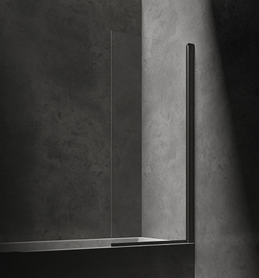 Omnires Kingston Badewannenabtrennung 70 cm einteilig schwarz Matte/durchsichtiges Glas XHE85BLTR