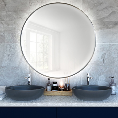 Baltica Design Bright Spiegel 80x80 cm rund mit Beleuchtung silber 5904107900322