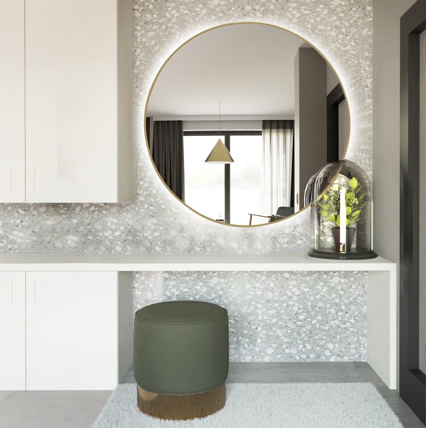 Baltica Design Bright Spiegel 100x100 cm mit Beleuchtung gold 5904107900599