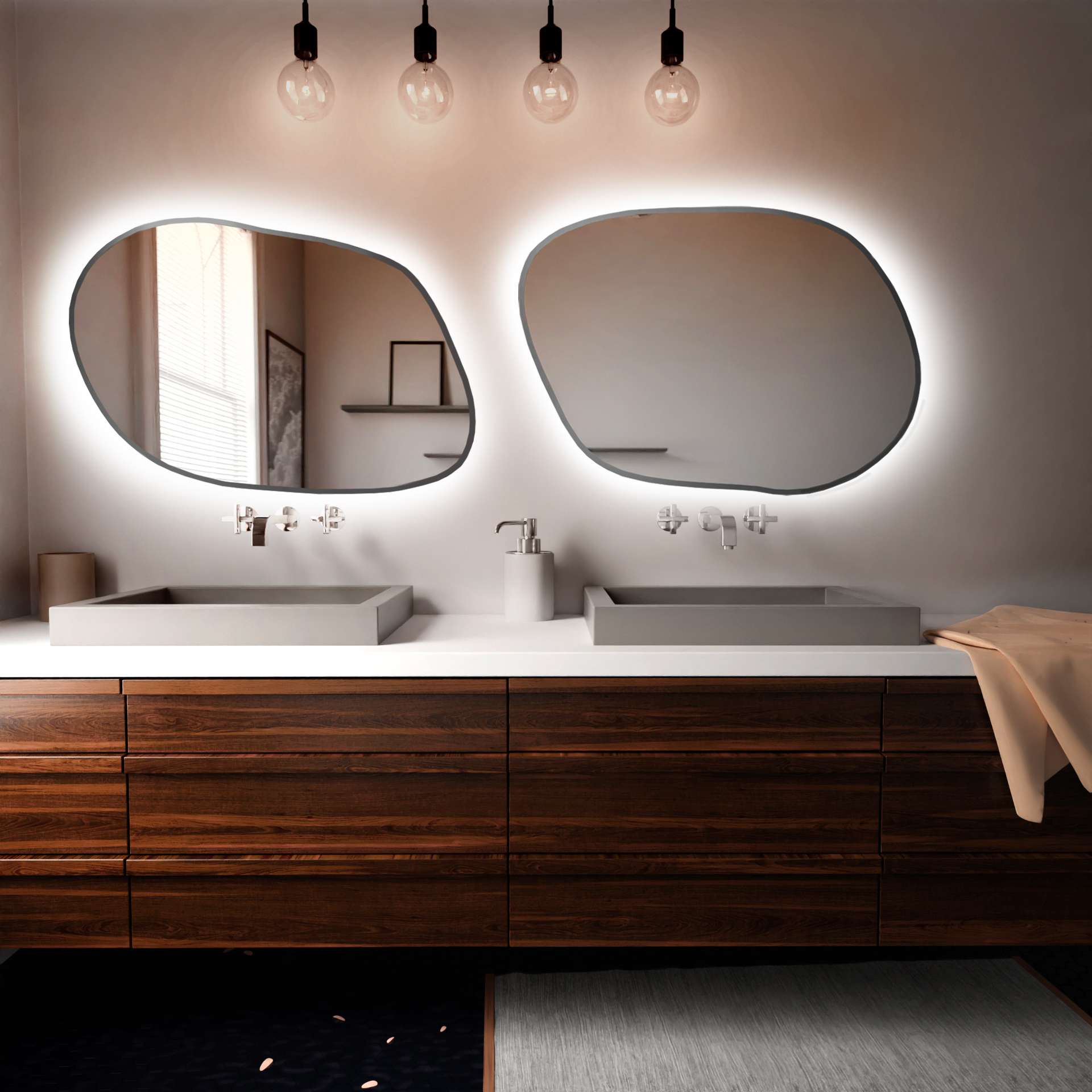 Baltica Design Tiny Borderbright Stain IV Spiegel 90x64 cm mit Beleuchtung silber 5904107903330