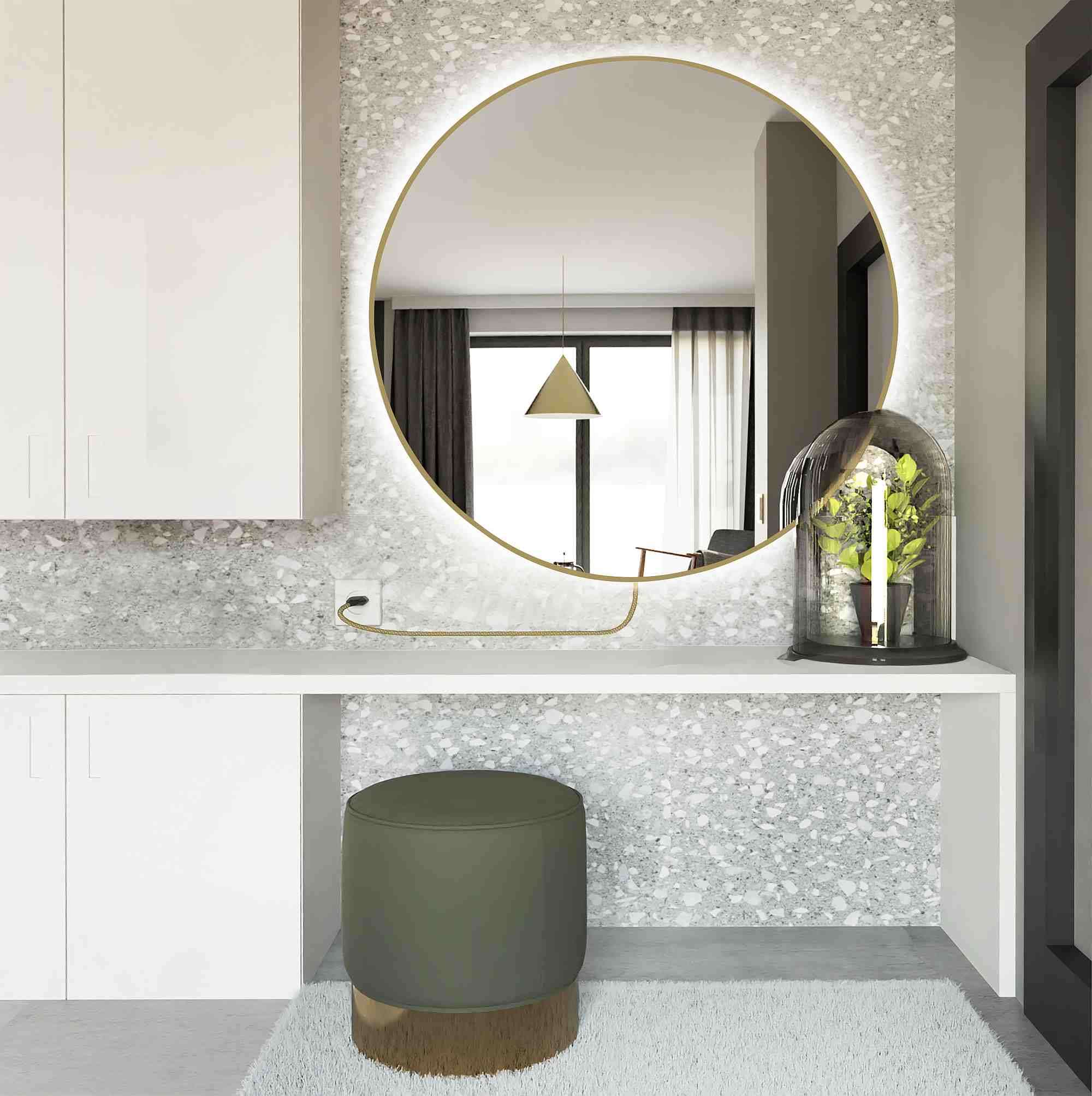 Baltica Design Electra Spiegel 50x50 cm rund mit Beleuchtung gold 5904107903590