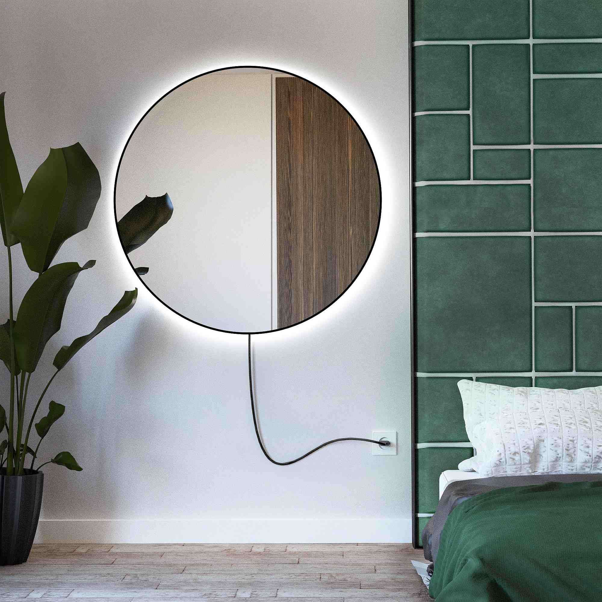 Baltica Design Electra Spiegel 80x80 cm rund mit Beleuchtung schwarz 5904107903897