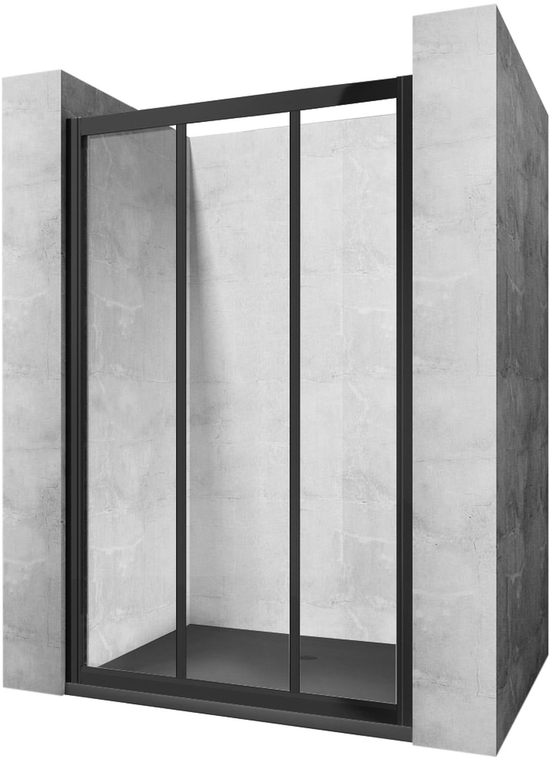 Rea Alex Duschtüren 100 cm Schiebe- schwarz seidenmatt/durchsichtiges Glas REA-K9639