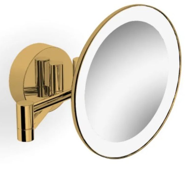 Stella Kosmetikspiegel 20x20 cm rund mit Beleuchtung gold 22.00230-G