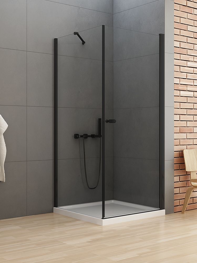 New Trendy New Soleo Black Dusche 90x90 cm quadratisch schwarz Matte/durchsichtiges Glas D-0231A/D-0115B