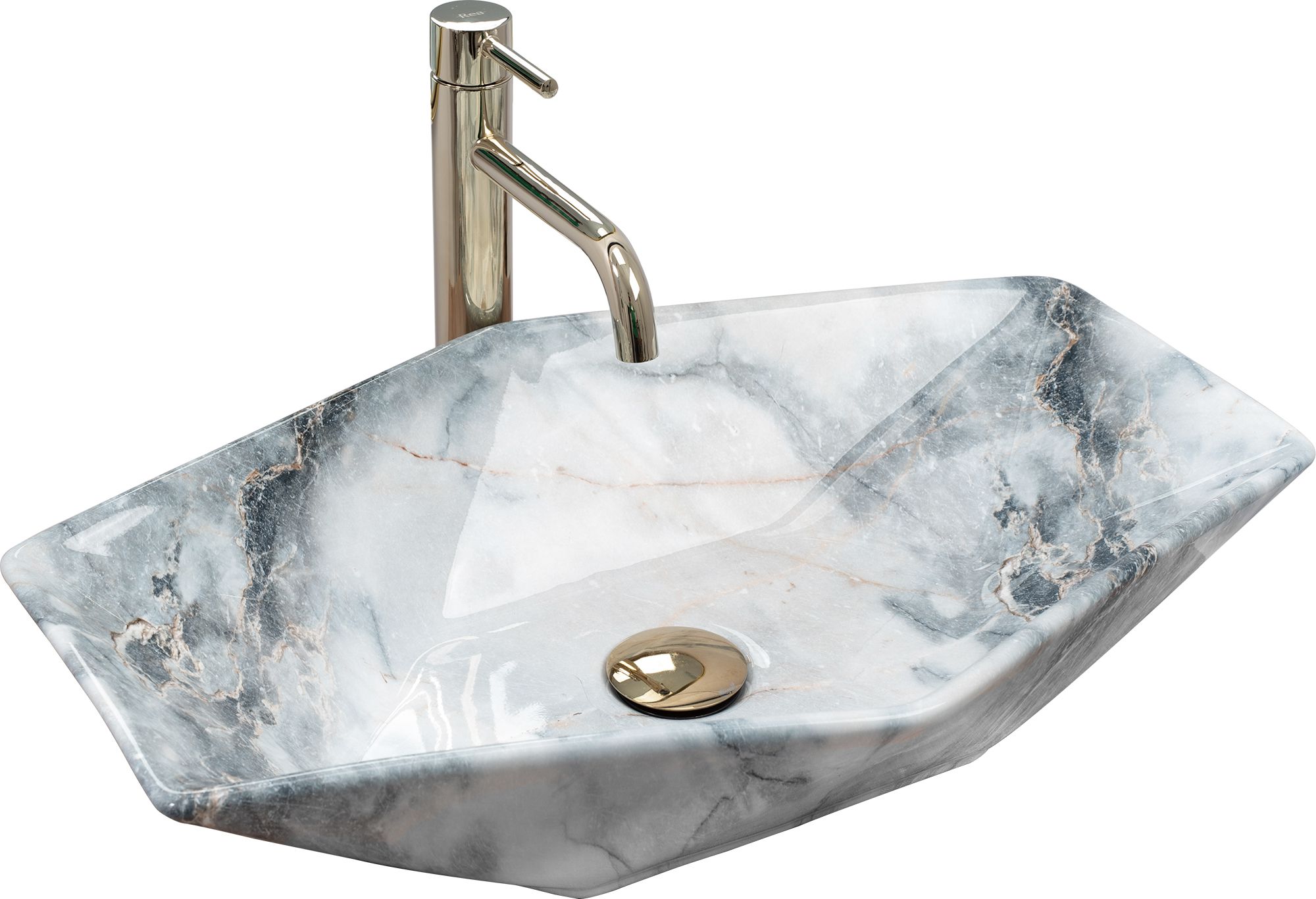 Rea Vegas Granit Waschbecken 57x37 cm Aufsatzwaschbecken grauer Stein REA-U5602