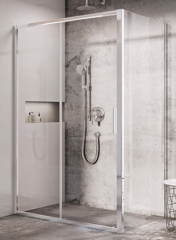 Ravak Blix Duschwand 90 cm schwarz Matte/durchsichtiges Glas X9BM70300Z1