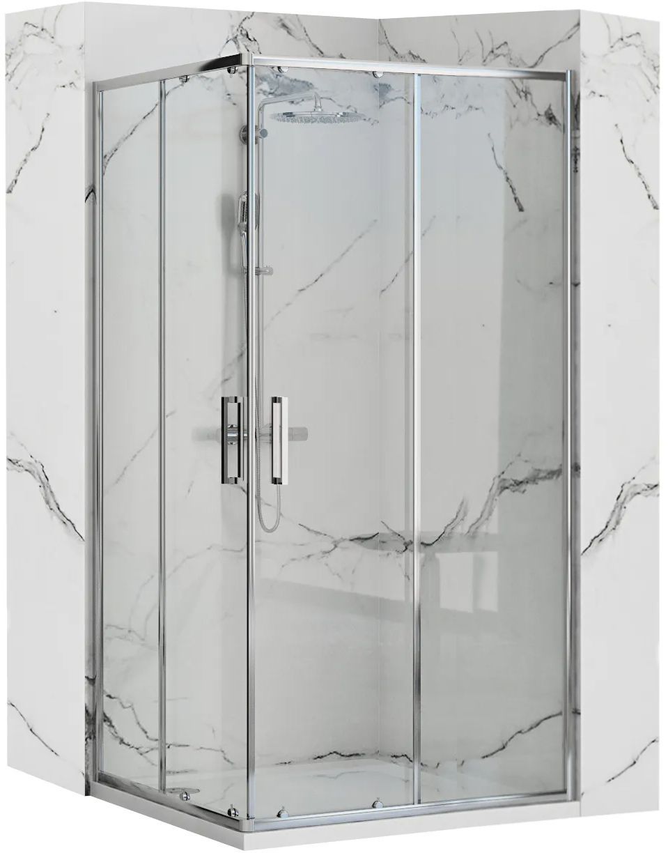 Rea Punto Duschkabine 100x80 cm rechteckig chrom Glanz/durchsichtiges Glas REA-K1889