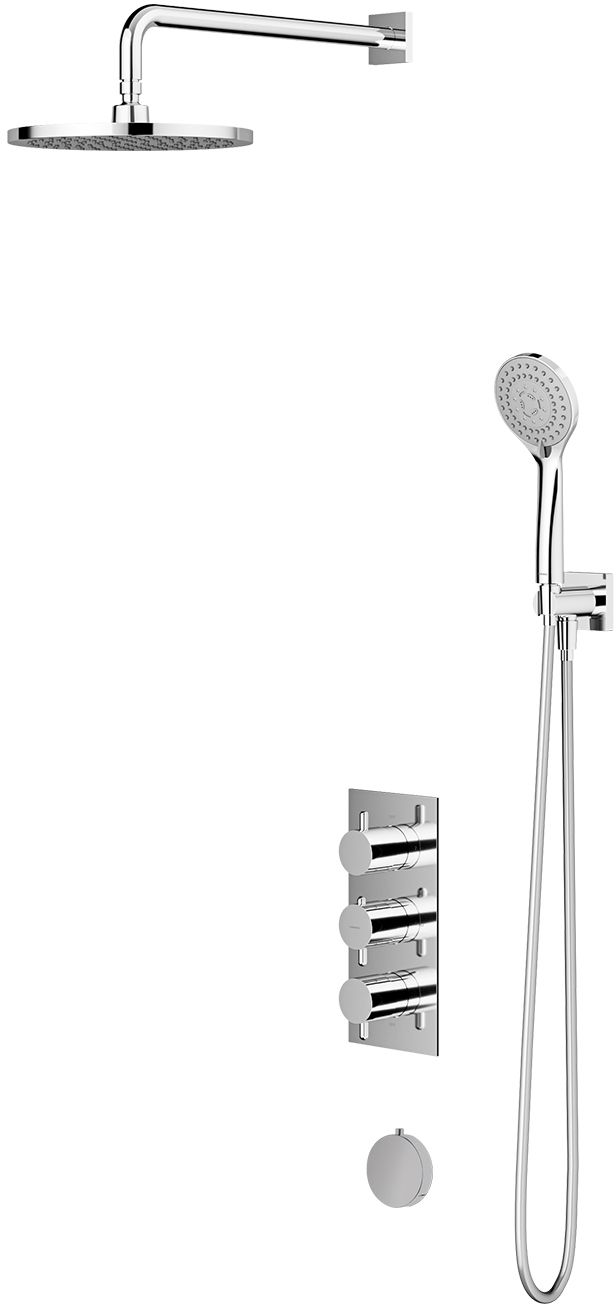 Omnires Contour Duschset Unterputz mit Thermostat mit Regenbrause chrom SYSYS01XCR