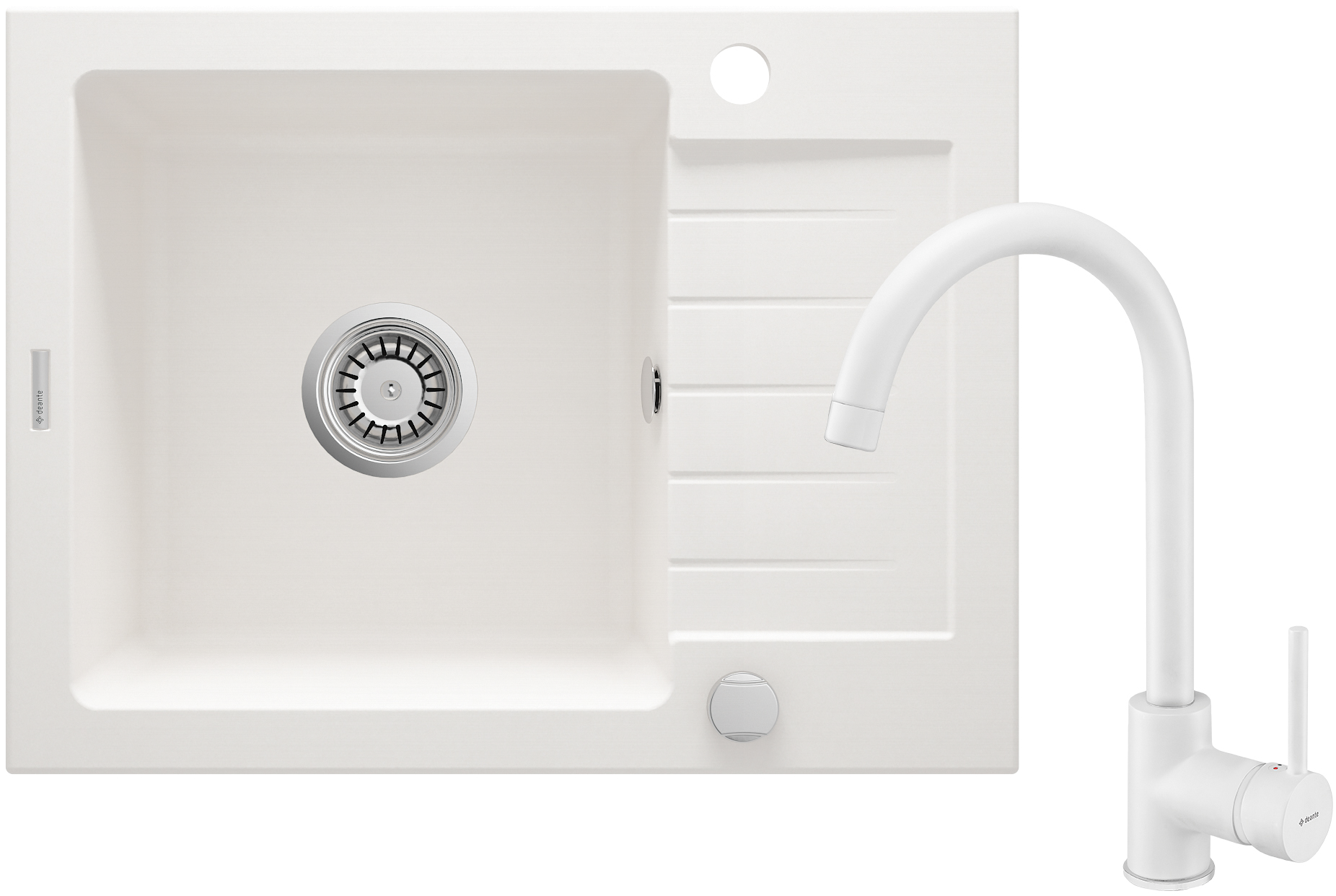 Deante Zorba Waschbecken mit Wasserhahn weiß/weiß ZQZAA11A