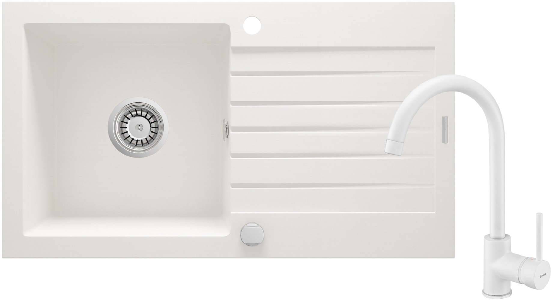 Deante Zorba Waschbecken mit Wasserhahn weiß/weiß ZQZVA113