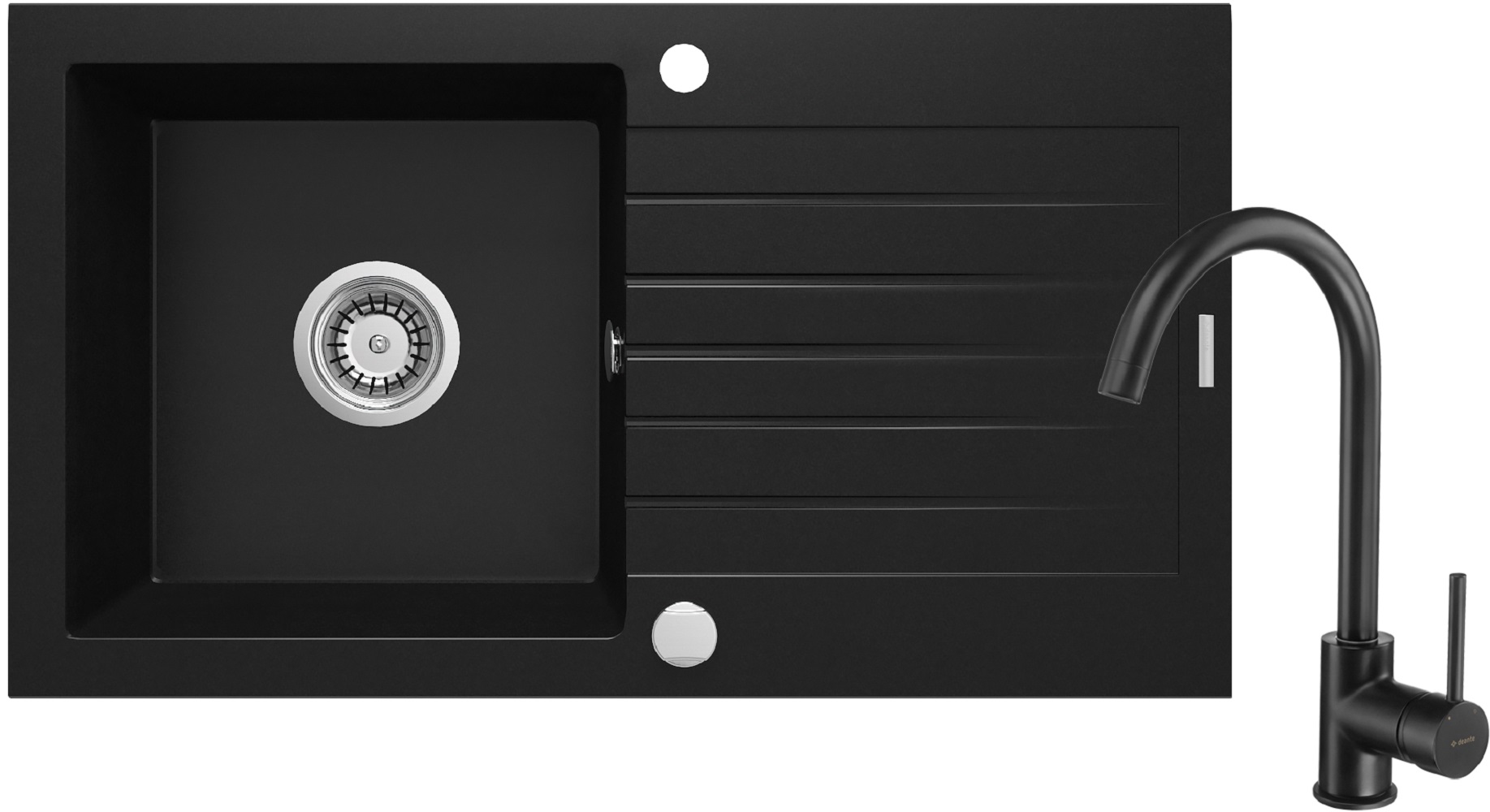 Deante Zorba Waschbecken mit Wasserhahn schwarz/schwarz ZQZVN113