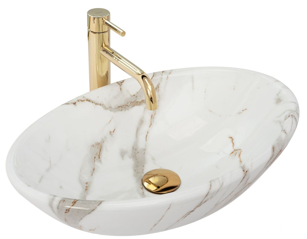 Rea Pamela Waschbecken 53x33 cm oval Aufsatzwaschbecken grauer Stein REA-U9685