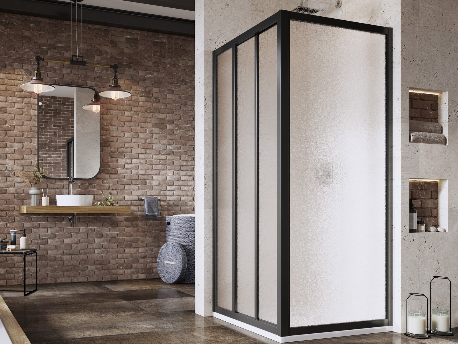 Ravak Supernova Duschtüren 80 cm Schiebe- schwarz Matte/ 00V403R2ZG