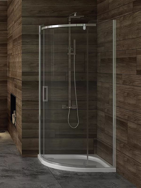 New Trendy New Komfort Dusche 89x89 cm halbrund chrom Glanz/durchsichtiges Glas K-0436